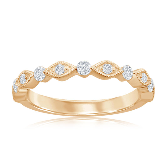 14K Yellow Gold Scalloped Diamond Band