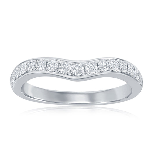 14K White Gold Curved Diamond Band