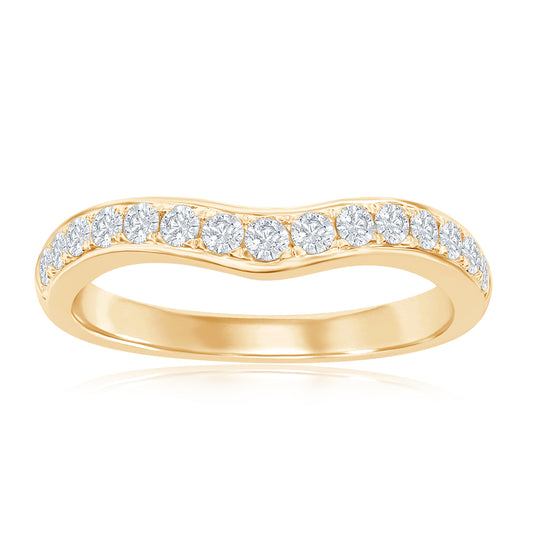 14K Yellow Gold Curved Diamond Band