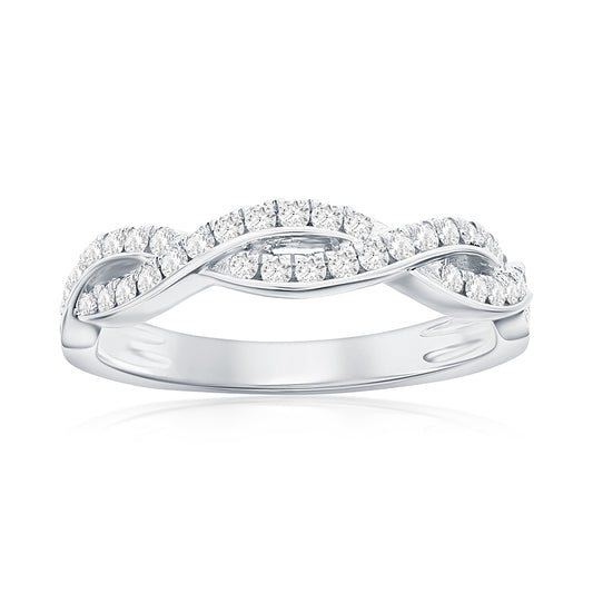 14K White Gold Twist Diamond Band