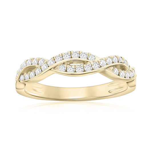 14K Yellow Gold Twist Diamond Band