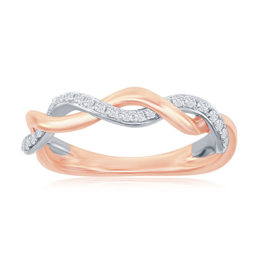 14K Rose Gold Twist Diamond Band