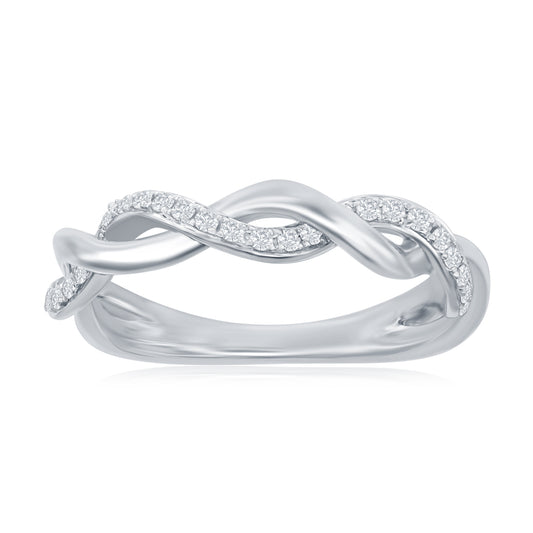 14K White Gold Twist Diamond Band