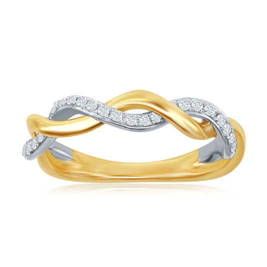 14K Yellow Gold Twist Diamond Band