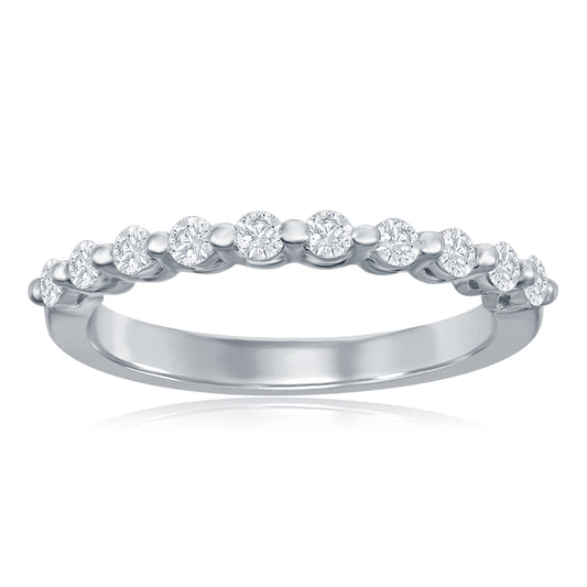 14K White Gold Single Shared Prong Diamond Band