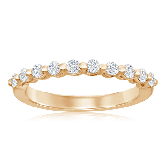 14K Yellow Gold Single Shared Prong Diamond Band