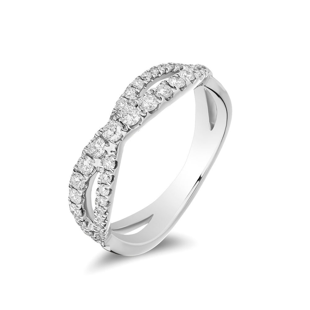 14K White Gold Crossover Diamond Band