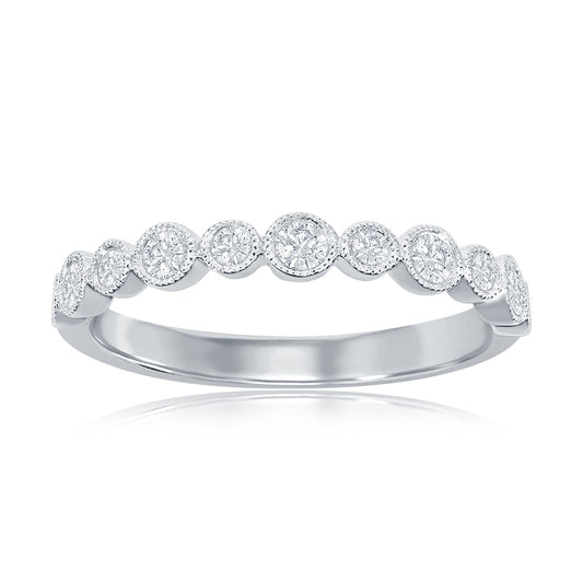 14K White Gold Miligrain Bezel Diamond Band