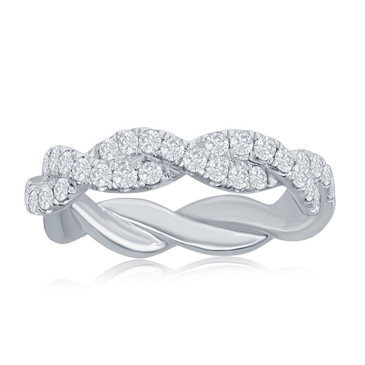 14K White Gold Twist Diamond Band