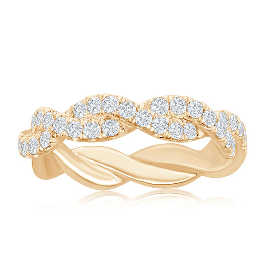 14K Yellow Gold Twist Diamond Band