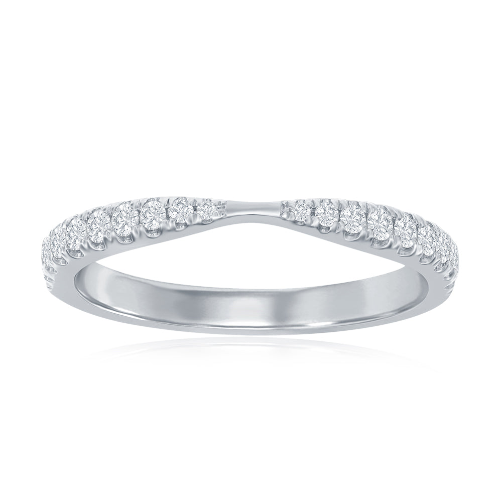 14K White Gold Pinched Diamond Band