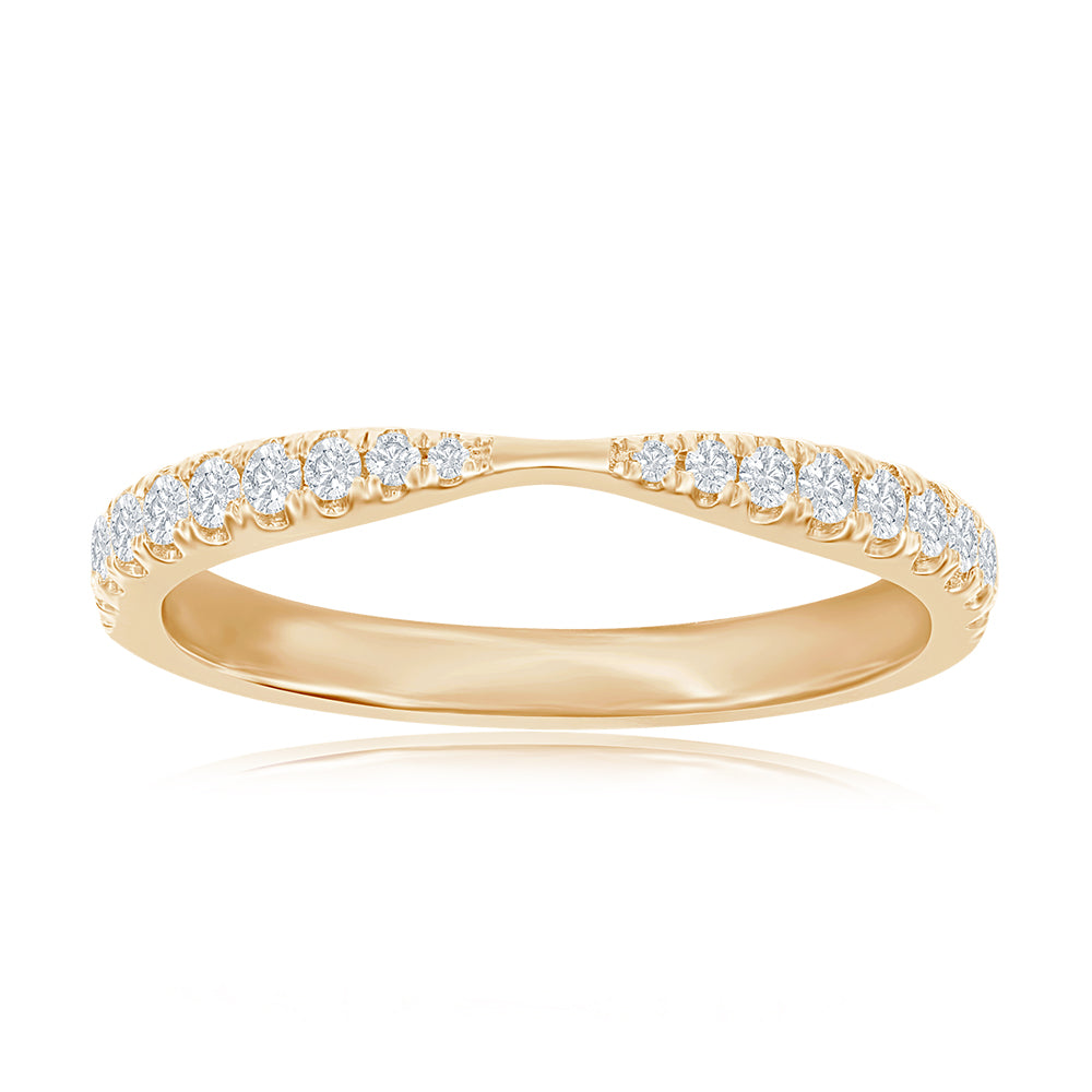 14K Yellow Gold Pinched Diamond Band