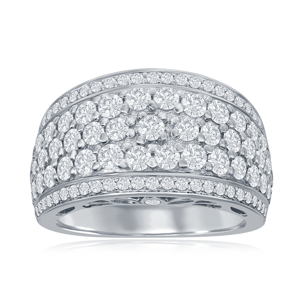 14K White Gold Multi-Row Pavé Anniversary Band
