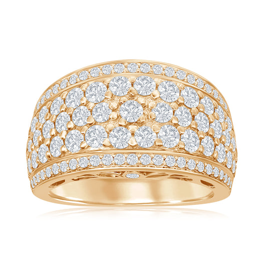14K Yellow Gold Multi-Row Pavé Anniversary Band