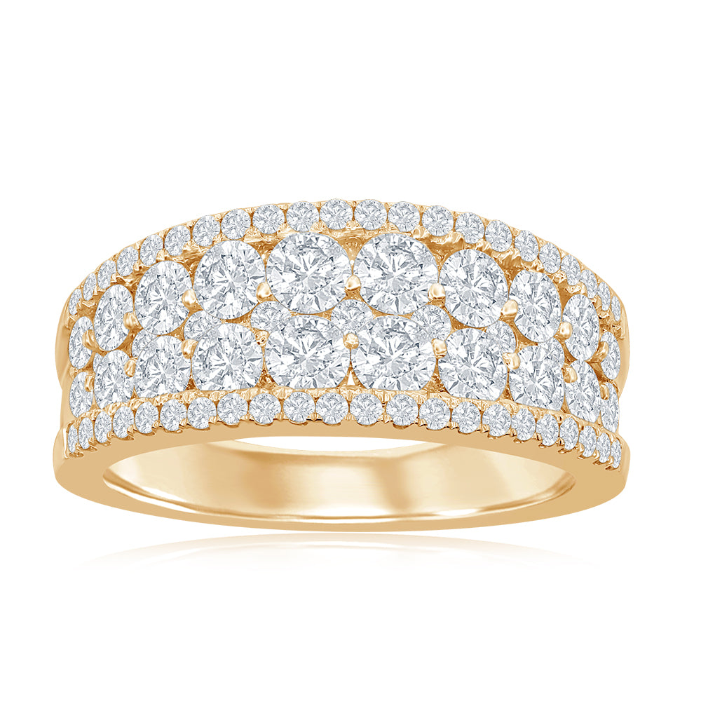 14K Yellow Gold Multi-Row Pavé Anniversary Band