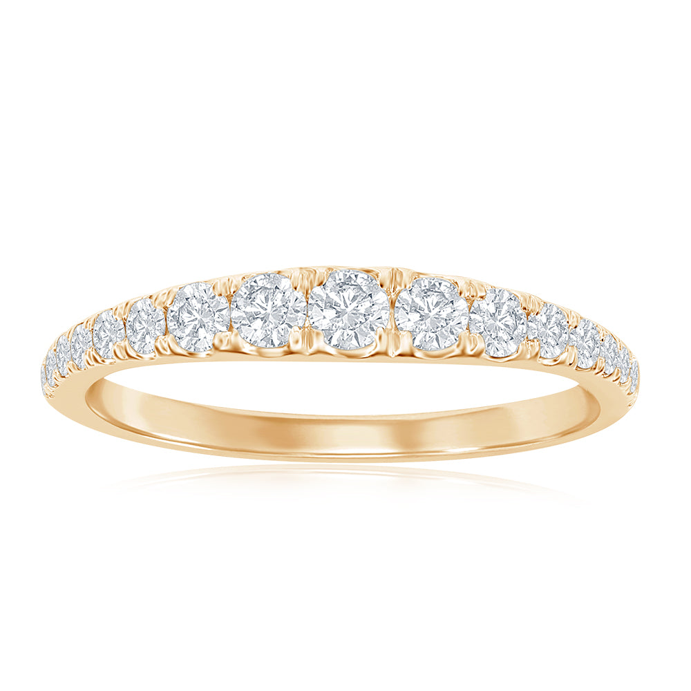 14K Yellow Gold Graduated Diamond Band