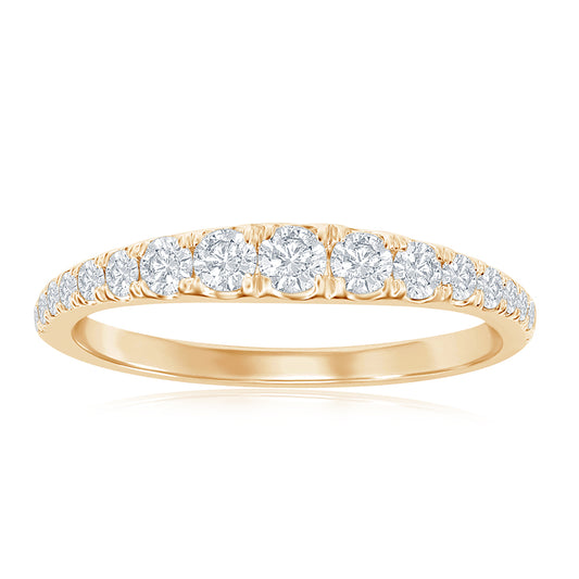 14K Yellow Gold Graduated Diamond Band