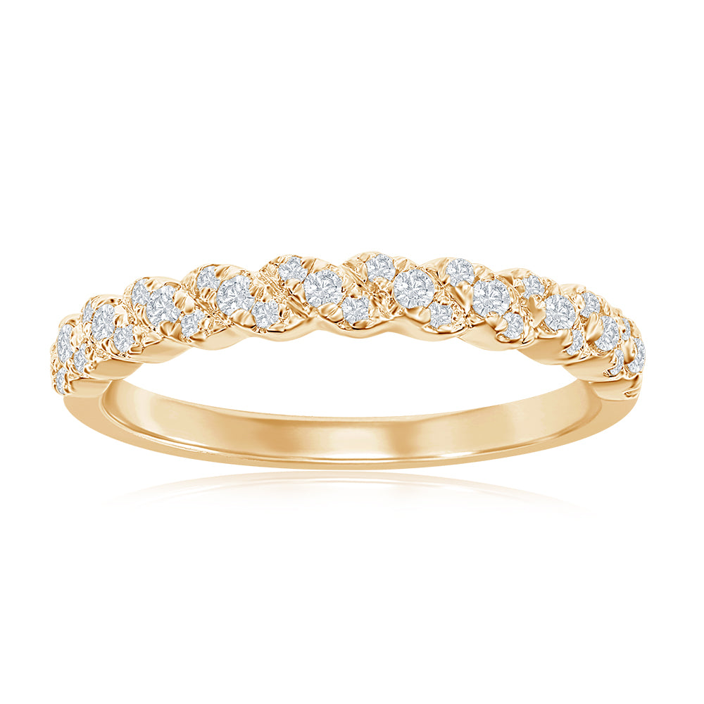 14K Yellow Gold Spiral Diamond Band
