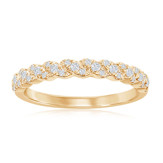 14K Yellow Gold Spiral Diamond Band