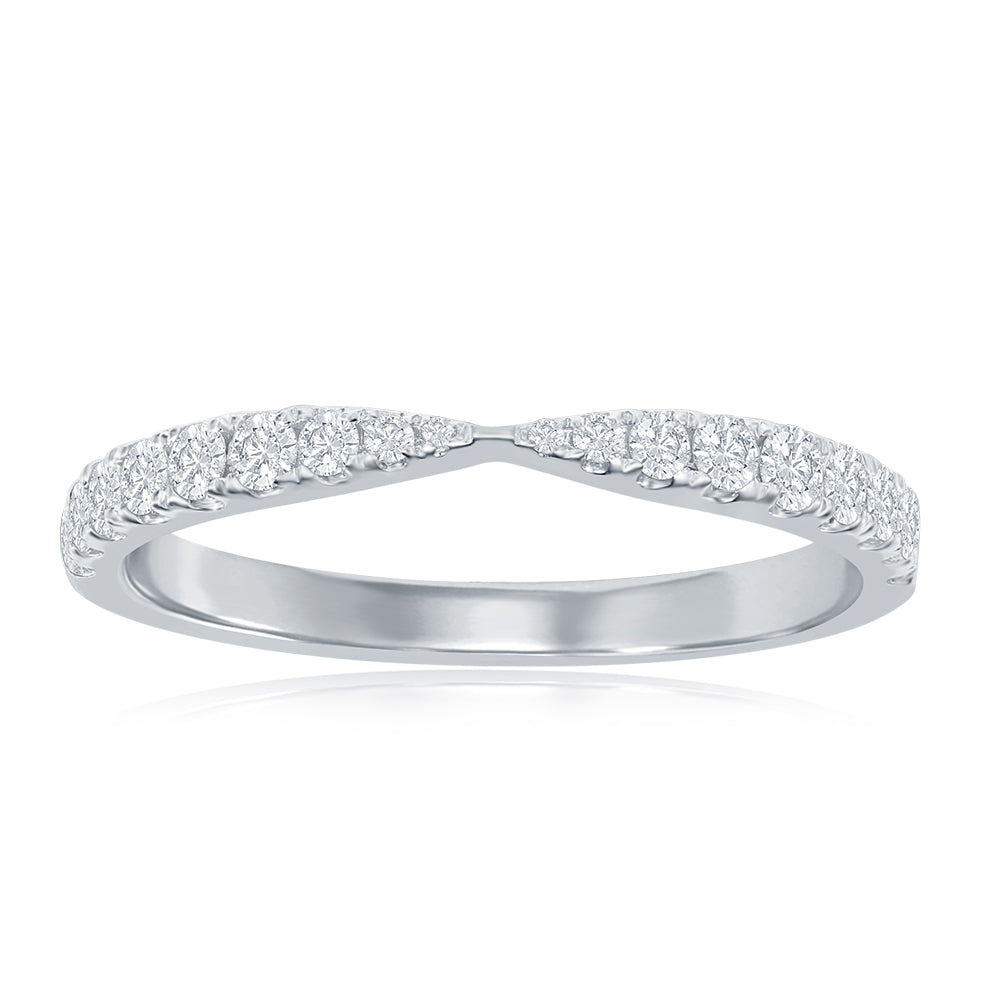 14K White Gold Pinched Diamond Band