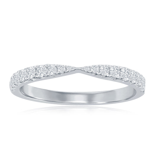 14K White Gold Pinched Diamond Band