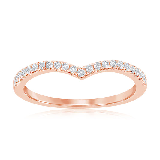 14K Rose Gold Curved Diamond Band