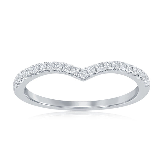 14K White Gold Curved Diamond Band