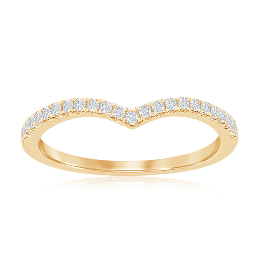 14K Yellow Gold Curved Diamond Band