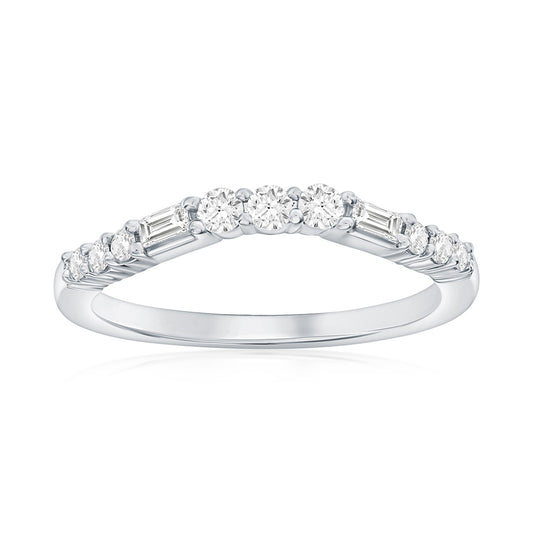 14K Rose Gold Curved Baguette Diamond Band