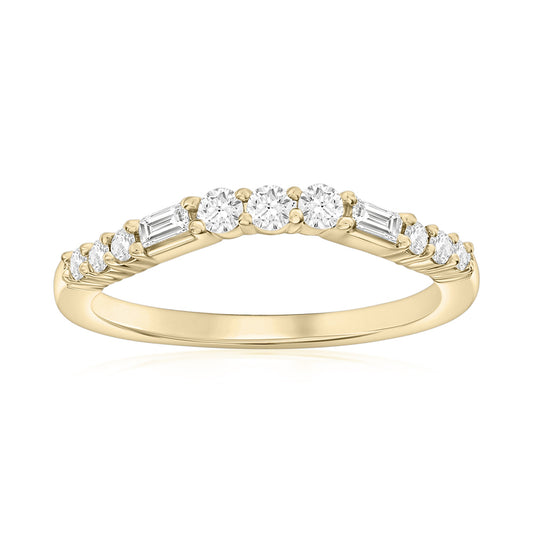 14K Rose Gold Curved Baguette Diamond Band