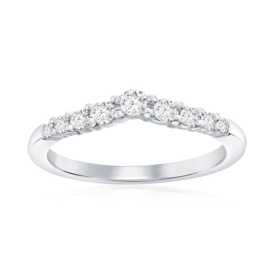 14K White Gold Curved Diamond Band