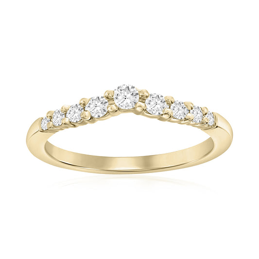 14K Yellow Gold Curved Diamond Band