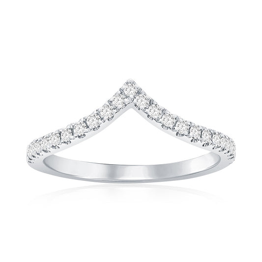 14K White Gold Curved Diamond Band