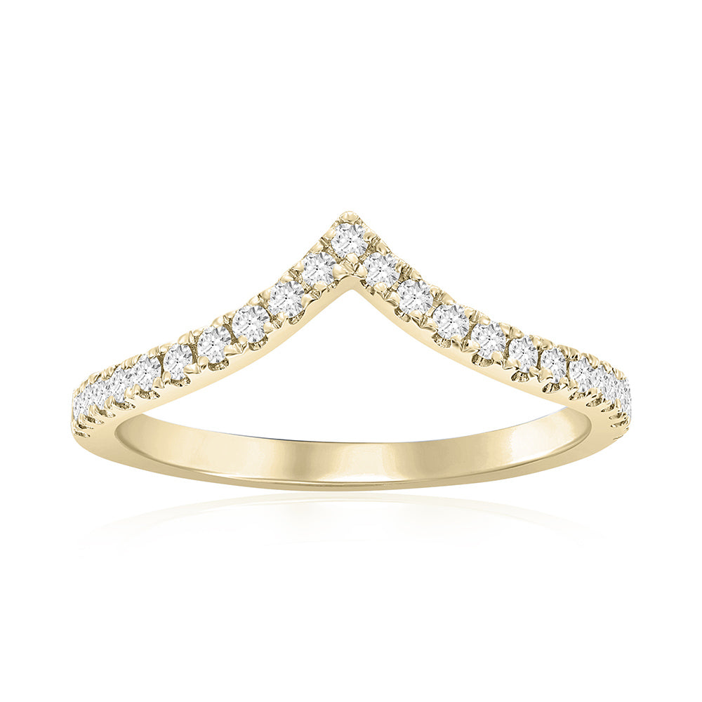 14K Yellow Gold Curved Diamond Band