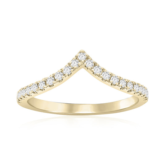 14K Yellow Gold Curved Diamond Band