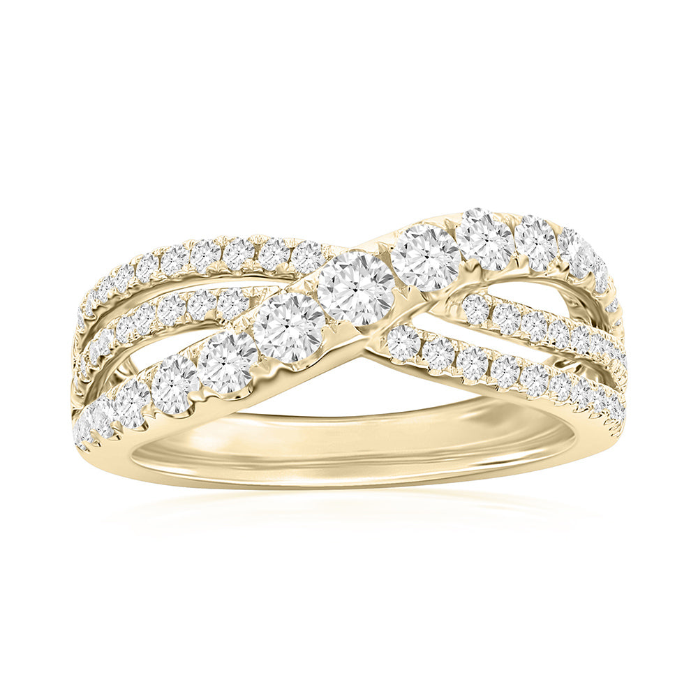 14K Yellow Gold Crossover Anniversary Band