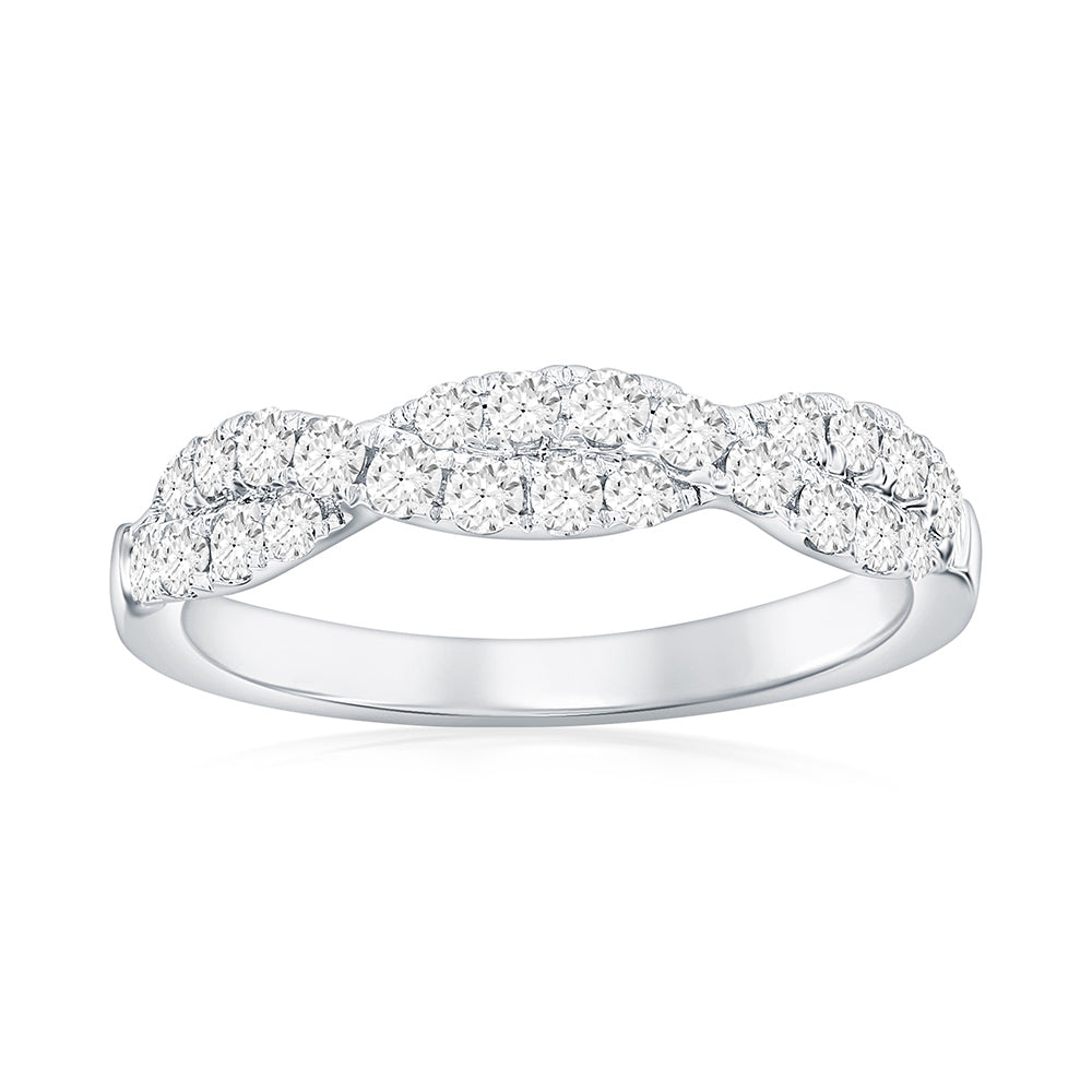 14K White Gold Twist Diamond Band