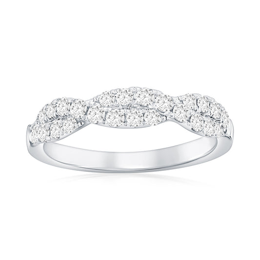 14K White Gold Twist Diamond Band