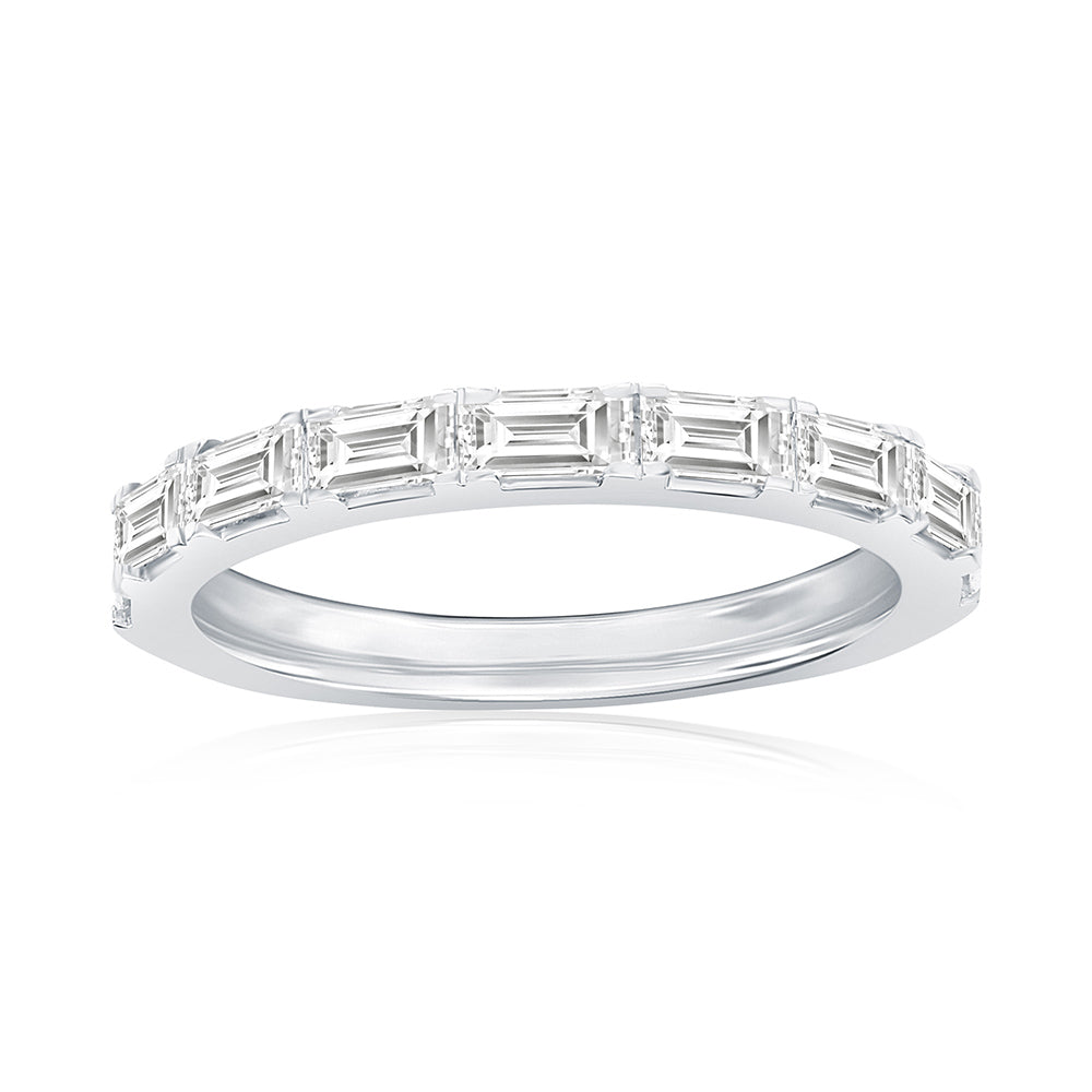 14K White Gold Baguette Diamond Band