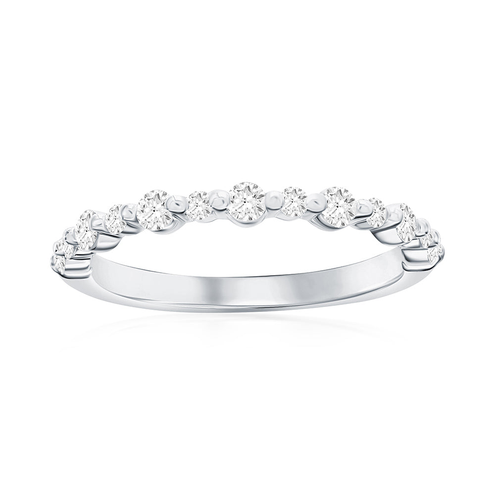 14K White Gold Single Shared Prong Diamond Band