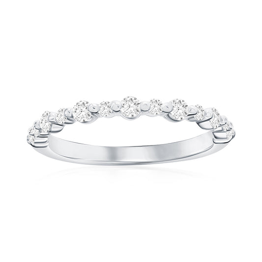 14K White Gold Single Shared Prong Diamond Band