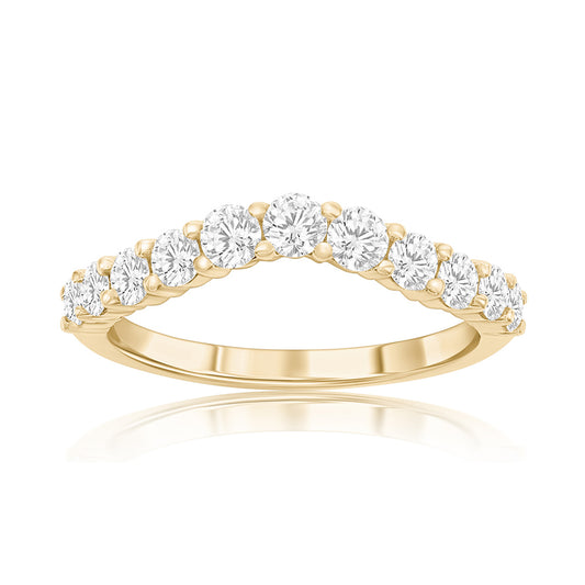 14K Yellow Gold Curved Diamond Band