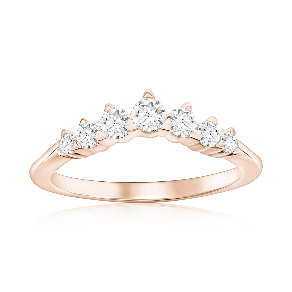 14K Rose Gold Curved Diamond Band