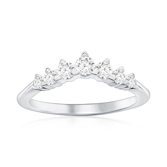 14K White Gold Curved Diamond Band
