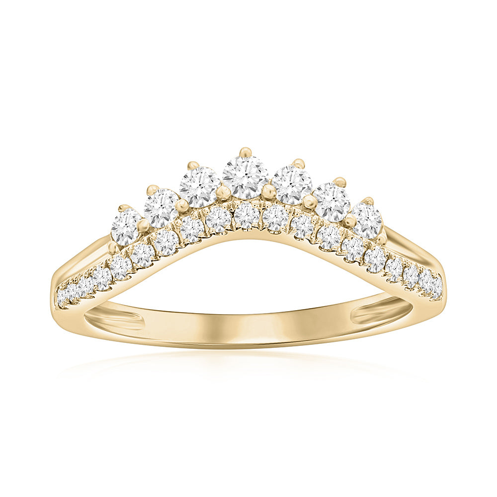 14K Yellow Gold Curved Diamond Band