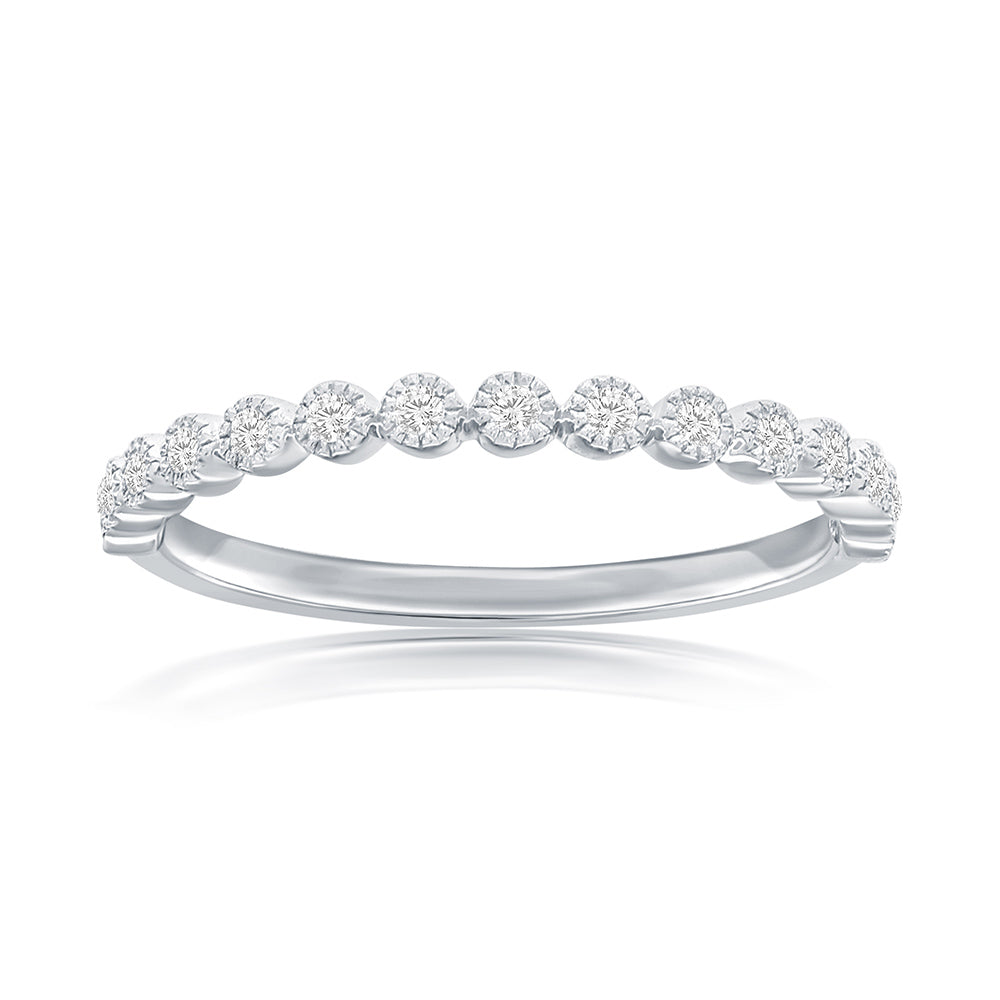 14K White Gold Miligrain Bezel Diamond Band