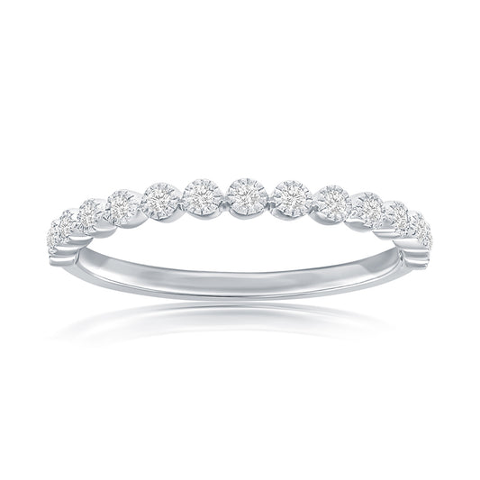 14K White Gold Miligrain Bezel Diamond Band