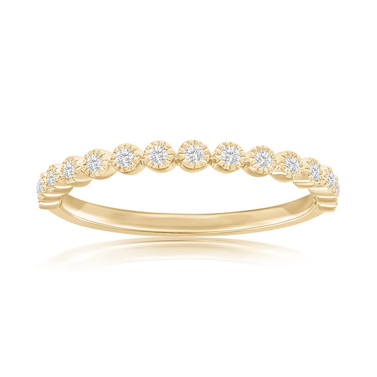 14K Yellow Gold Miligrain Bezel Diamond Band