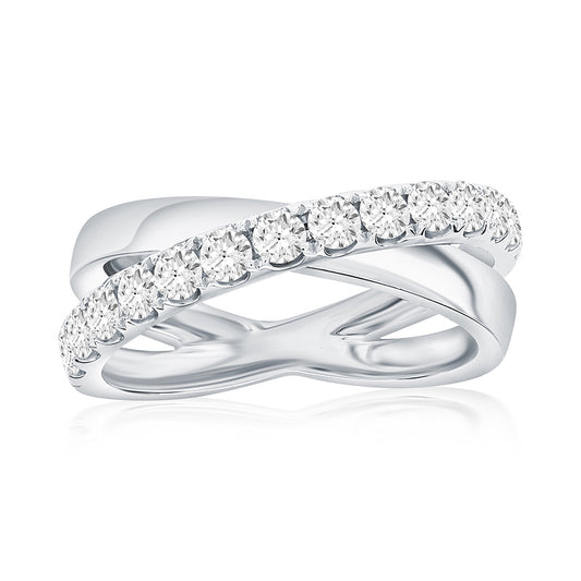 14K White Gold Crossover Anniversary Band