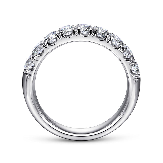 14K White Gold 9 Stone French Pavé Diamond Wedding Band